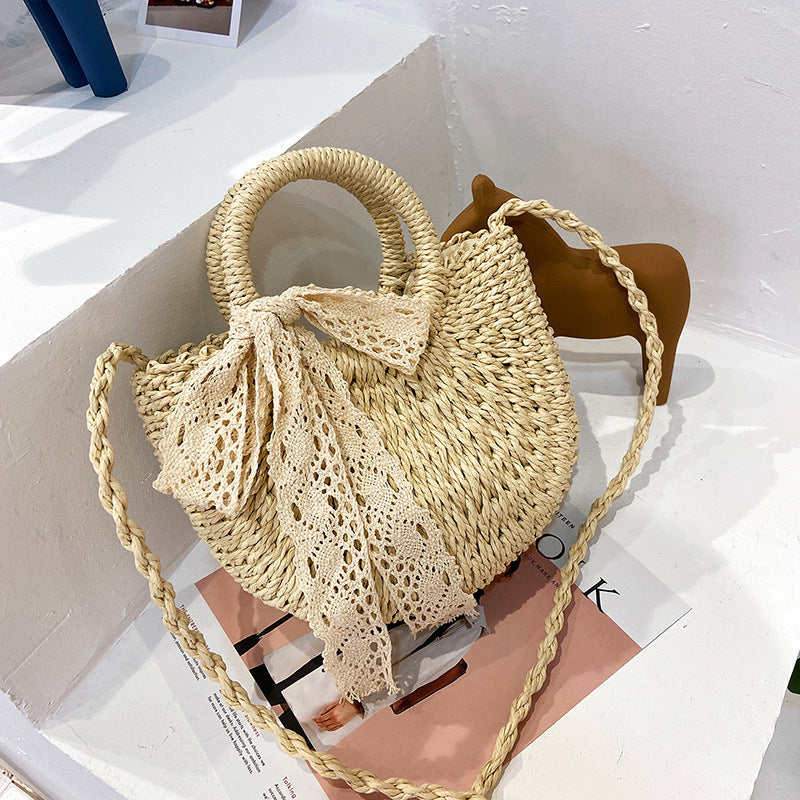 Fashion Western Lace Bow Straw Bag