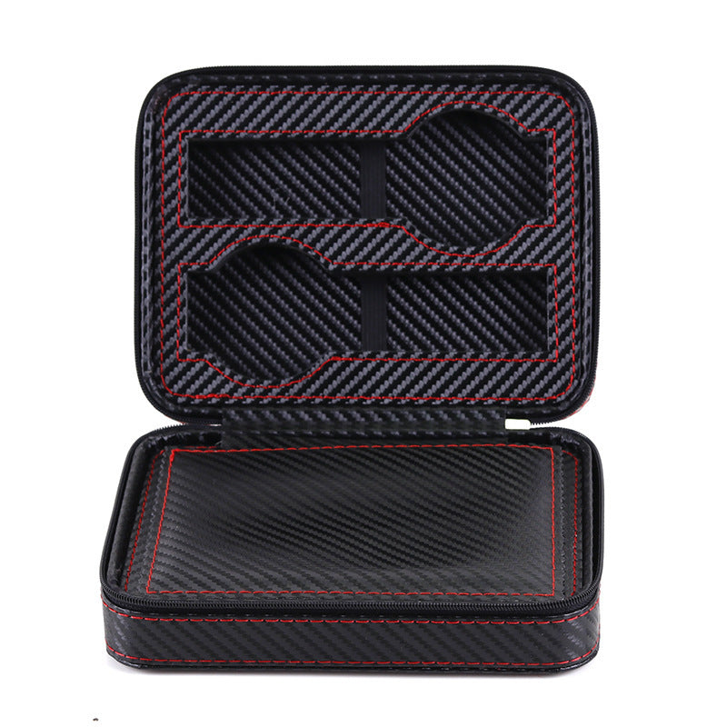 Leather Full Carbon Zipper Watch Jewelry Storage Display Bag