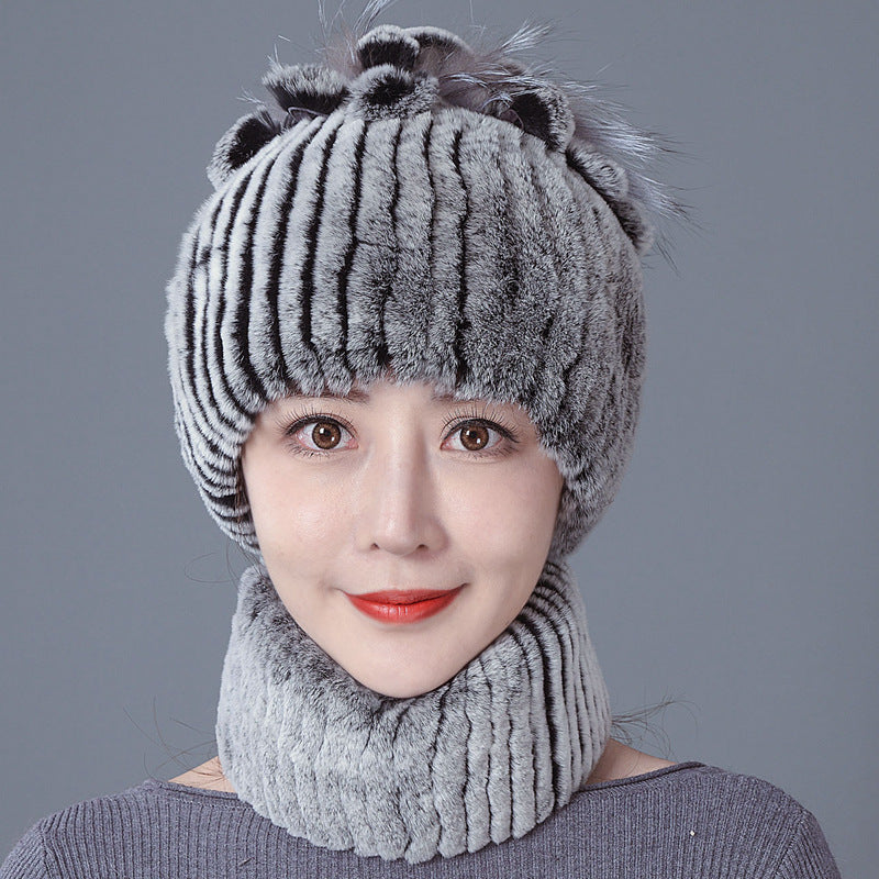 Fashion Thickened Ear Protection Flower Wool Hat