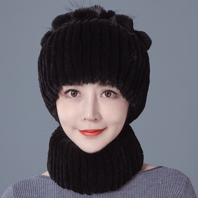 Fashion Thickened Ear Protection Flower Wool Hat